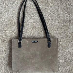 Vintage Kate Spade Beige Suede Tote with Black Interior
